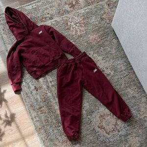 New Balance Kids Maroon Sweatpants & Hoodie Set